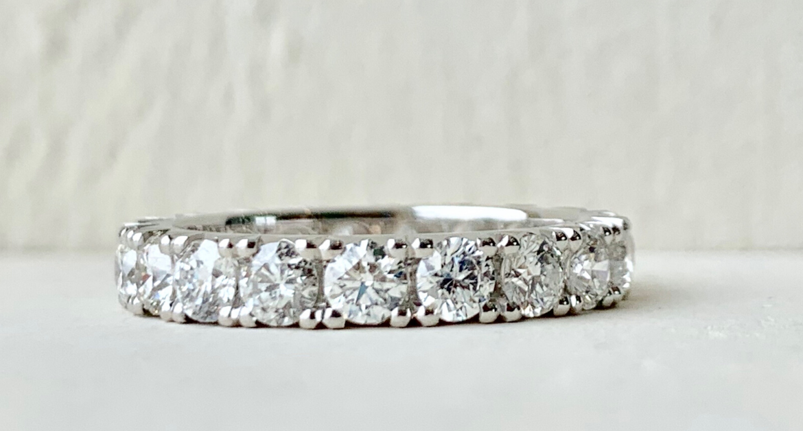 White Gold Infinity Band with Ideal Cut Melee Diamonds